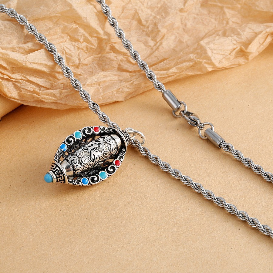 Six Words Mantra Prayer Wheel Vintage Pendants