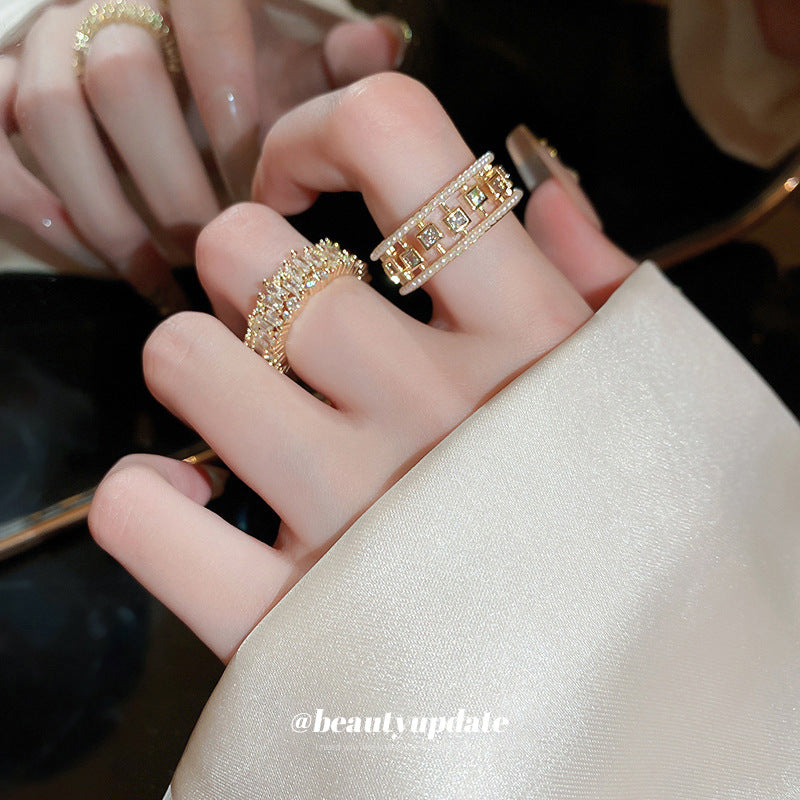 Pearl Zircon Letter Open Special Interest Light Rings