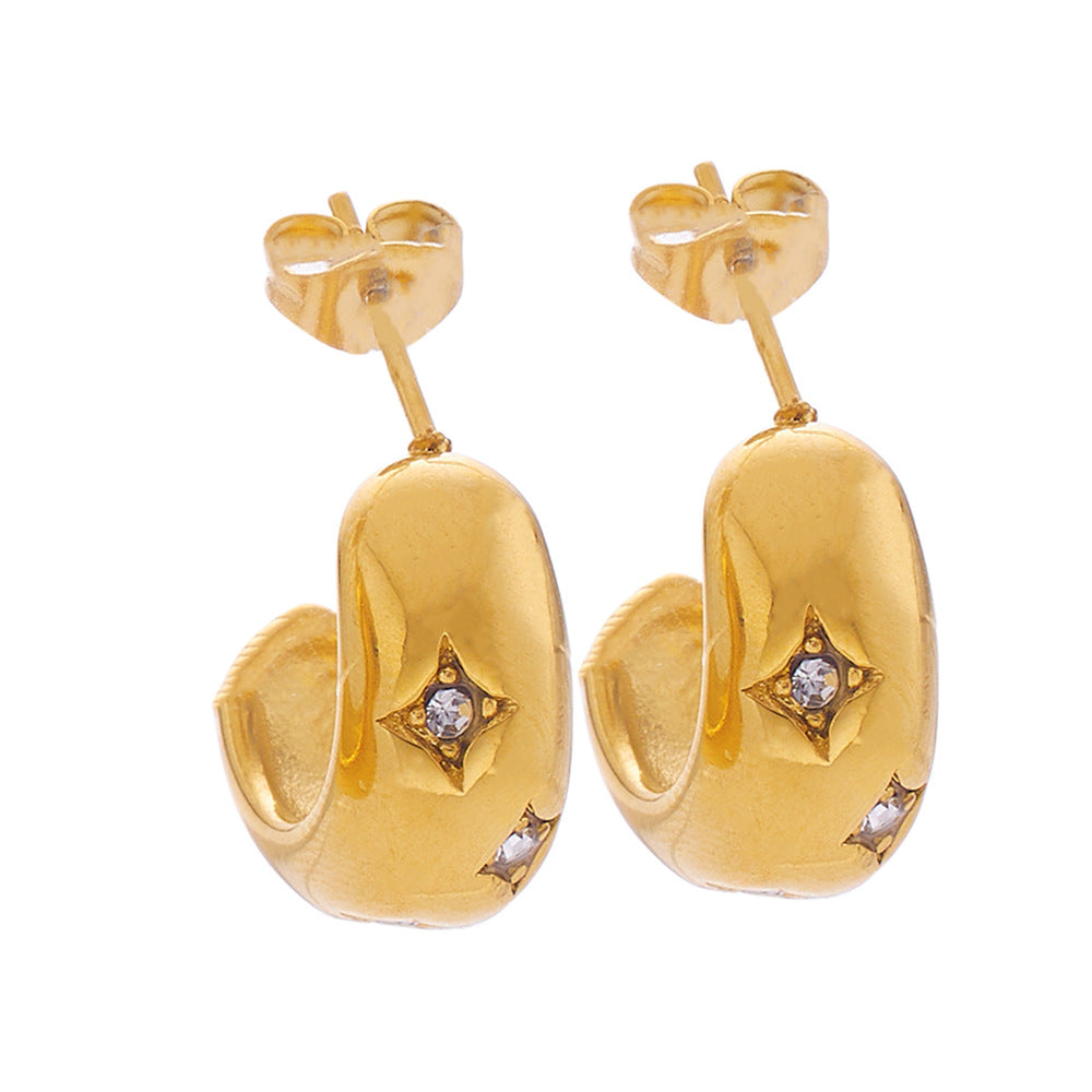 Twist Round Diamond Woven Wheat Ear Earrings