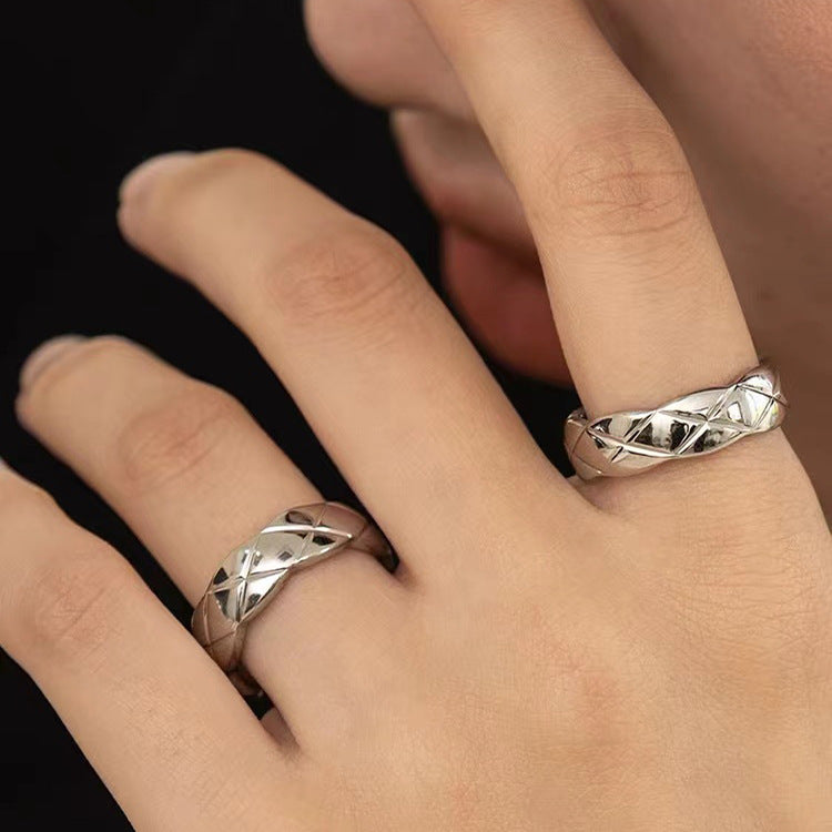 Women's & Men's Titanium Steel Diamond Niche Versatile Personality Rings