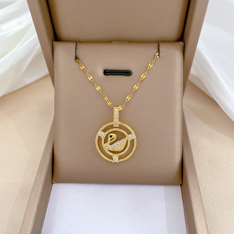 Steel Light Luxury Full Diamond Design Temperament Necklaces