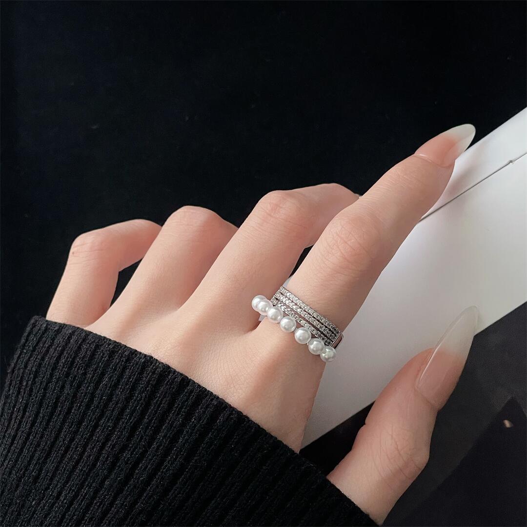 Rhinestone Elegant Open-end Personality French Minority Design Sense Rings