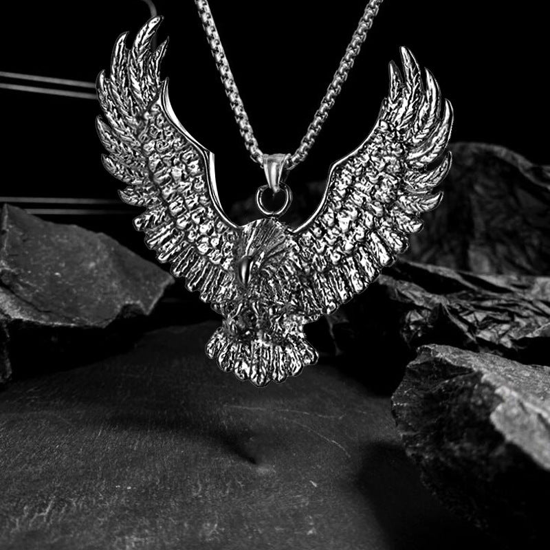 Men's Style Eagle Personality Titanium Steel Retro Necklaces