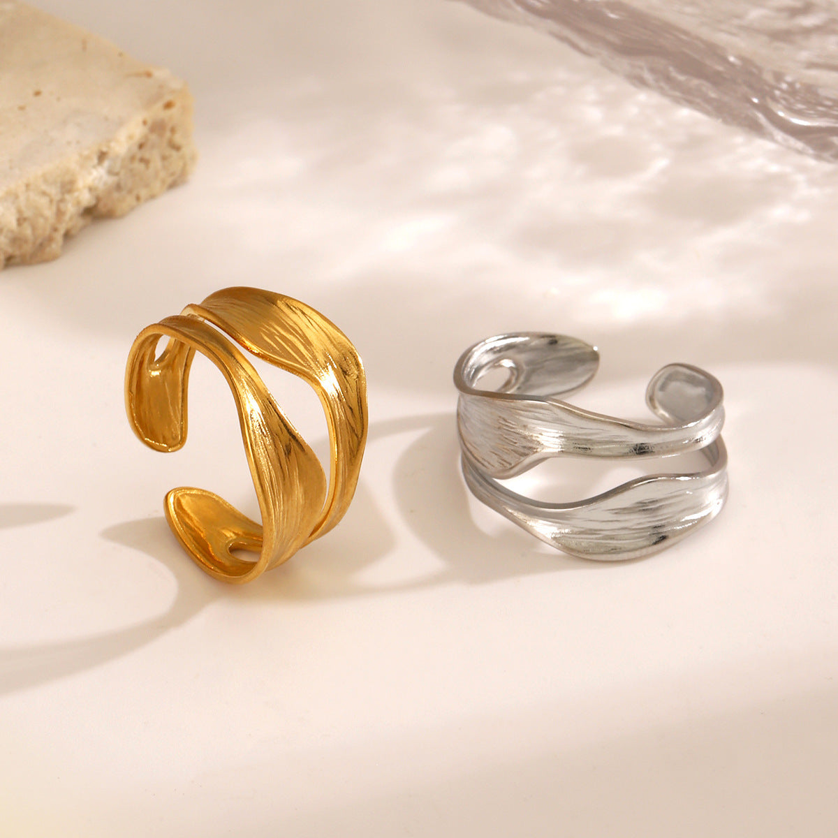 Fashion Popular Irregular Shaped French Retro Gold-plated Rings