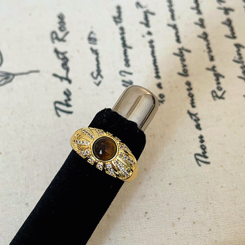 Antique Style Matte Metal Zircon Female Rings