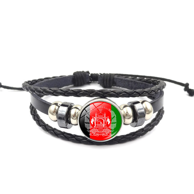 Women's Palestine Russian Flag Retro Woven Beads Bracelets
