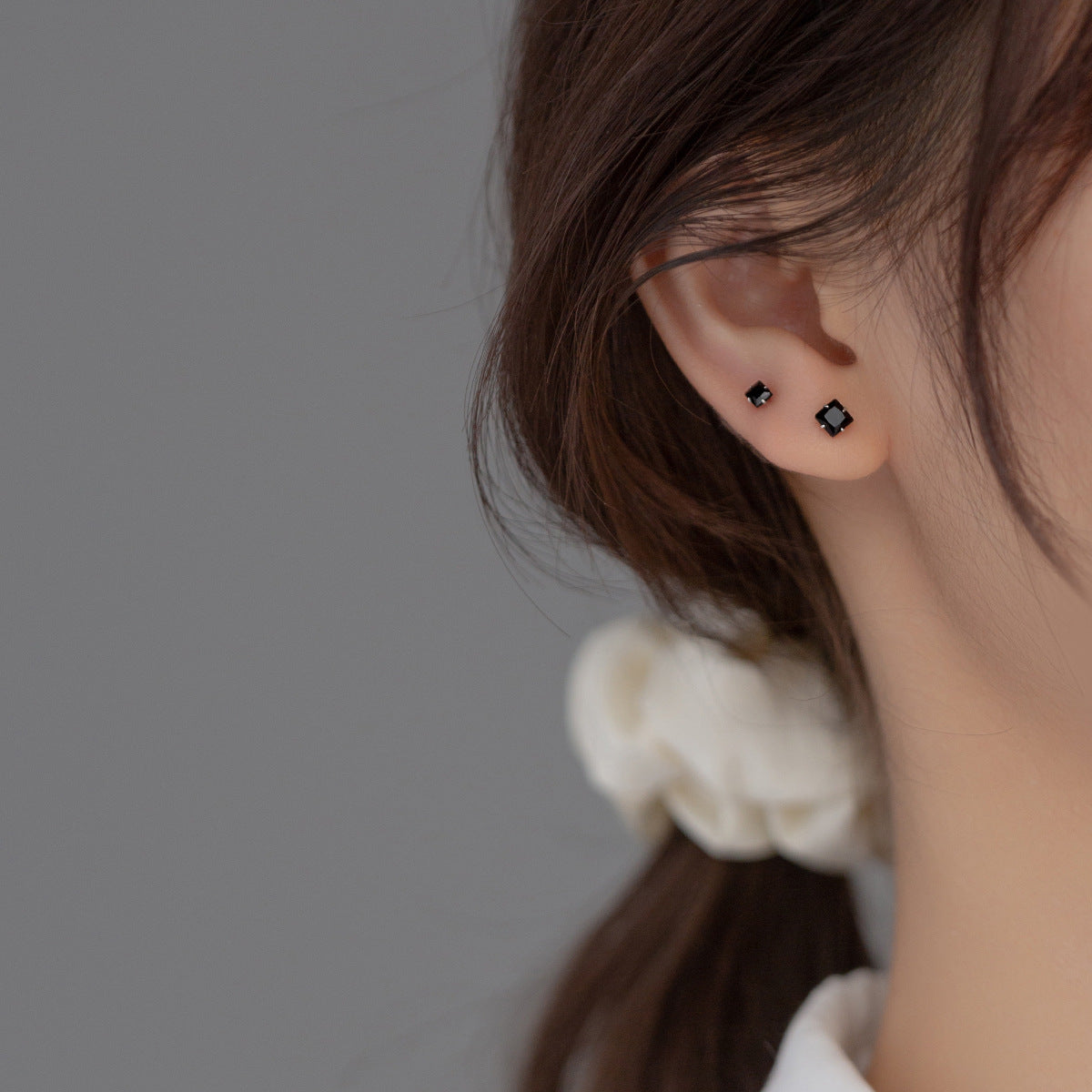 Love Lodge Sier Simple Single Rhinestone Earrings