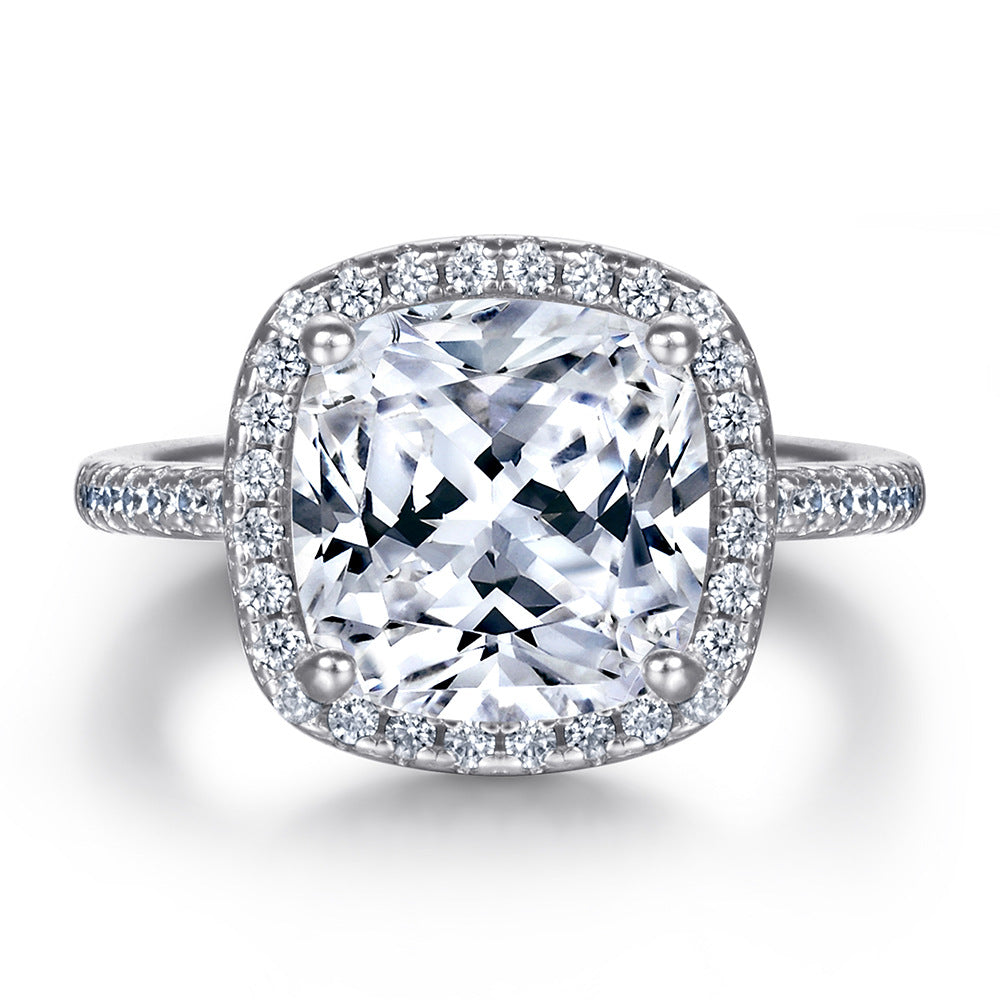 Women's Sterling Sier For Zircon Set Engagement Rings