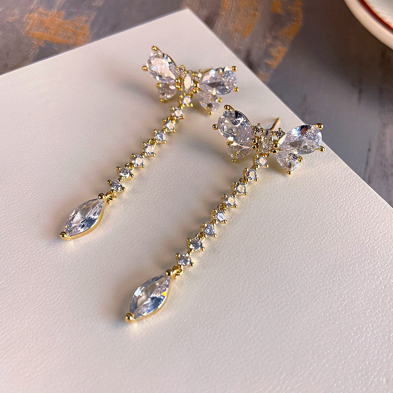 Fashion Zirconia Micro Inlaid Zircon Long Earrings