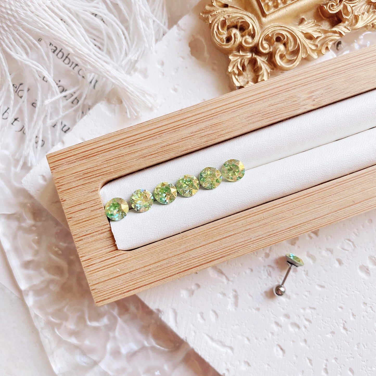 Coating Colorful Crystals Female Screw Tightening Earrings
