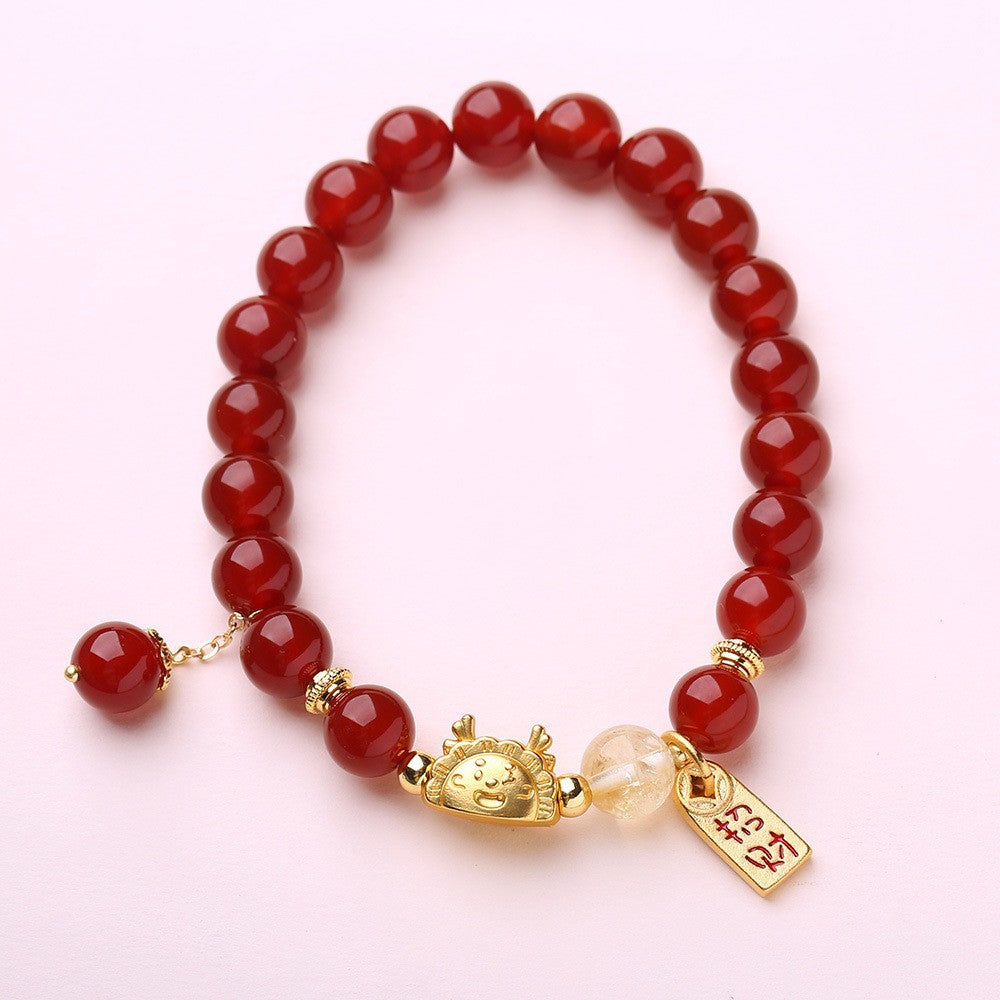 Broadcast Natural Red Agate Female Blessing Bracelets
