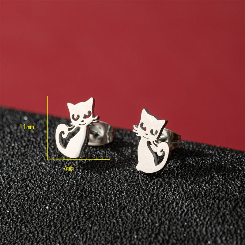 Stainless Steel Cute Simple Cartoon Animal Earrings