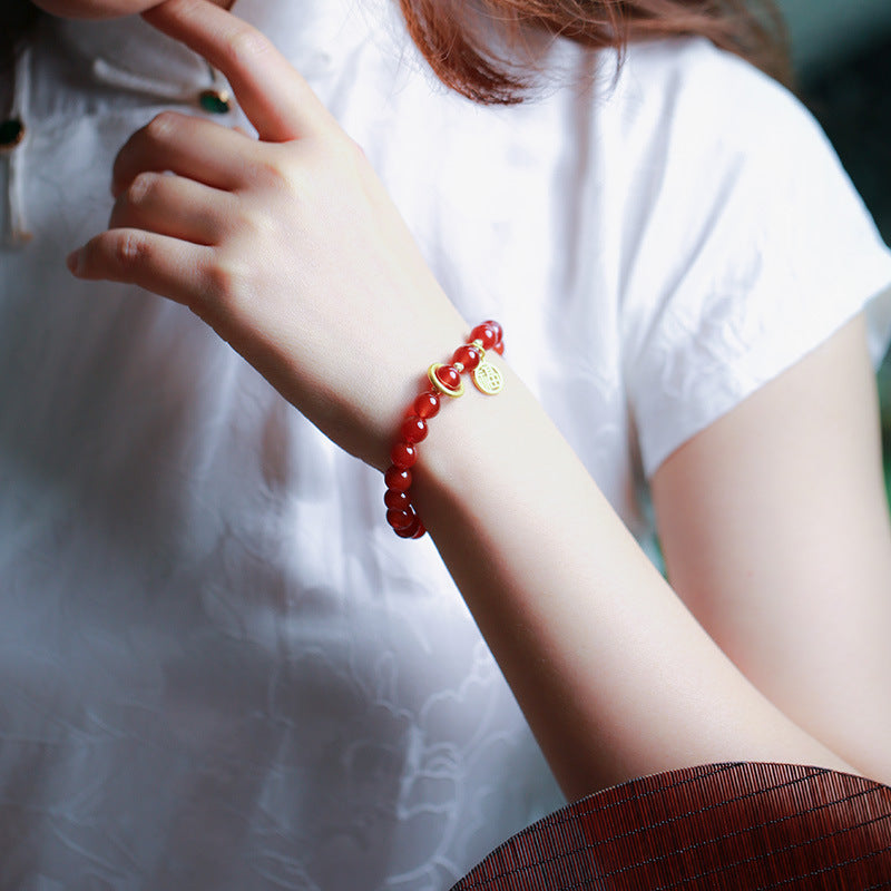 Broadcast Natural Red Agate Female Blessing Bracelets
