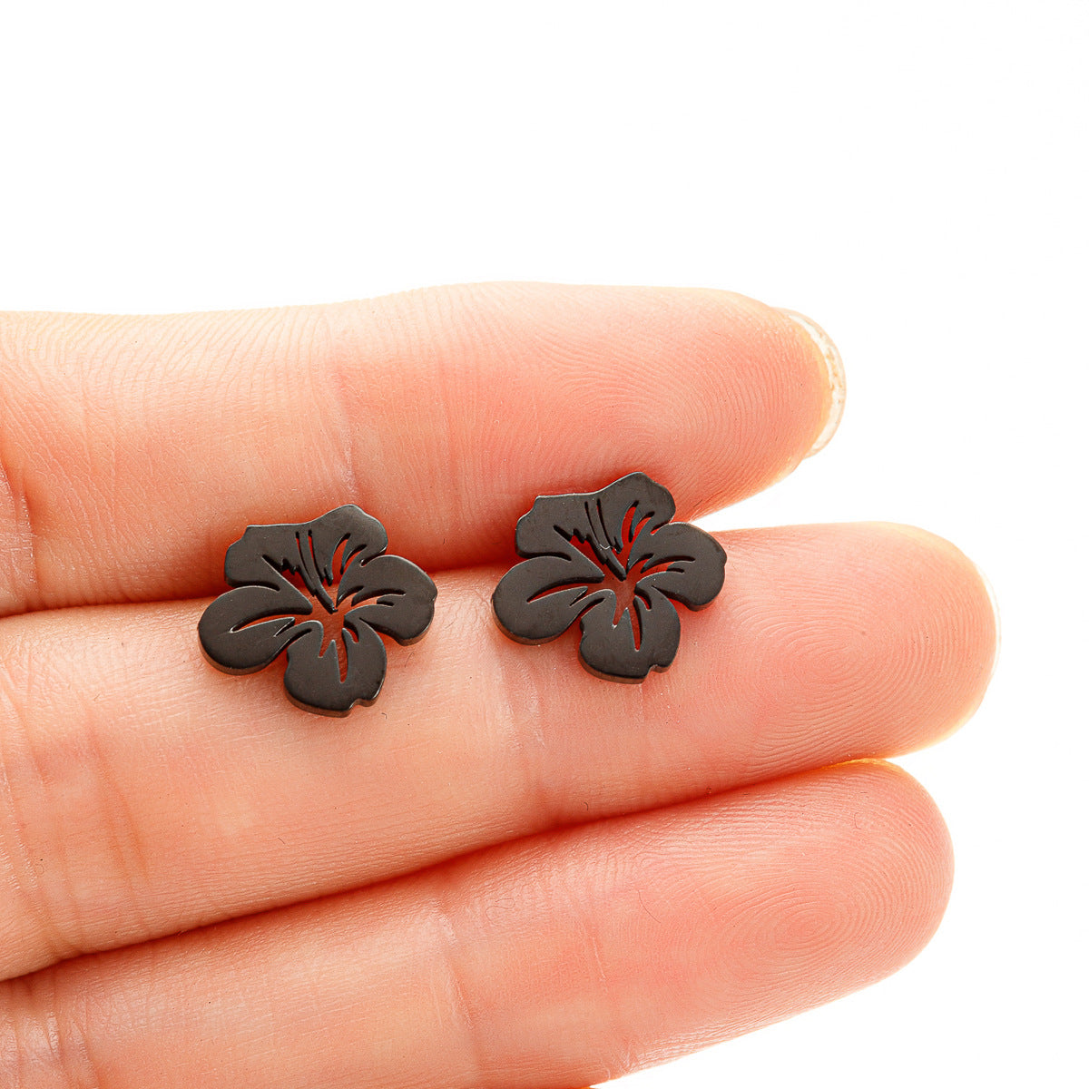 Steel Hollow Flower French Minority Retro Earrings