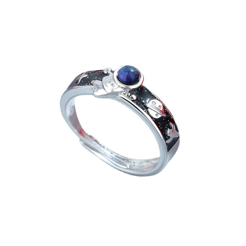 Astronaut Couple Trend Open-end Personality Birthday Rings