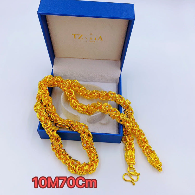 Men's Gold Hexagonal Sweater Chain Brass Vacuum Necklaces