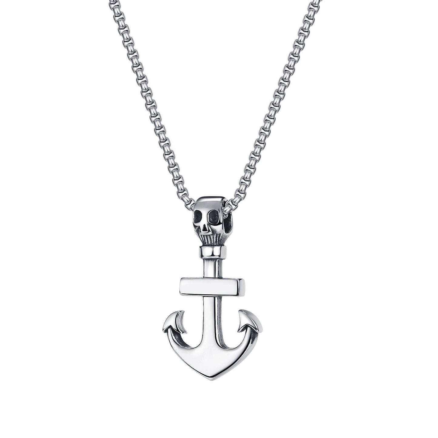 Men's Vintage Cross Ghost Head Titanium Fashion Necklaces