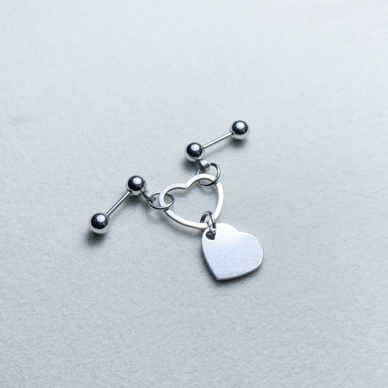 Piercing Love Heart Ear Bone Screw Earrings