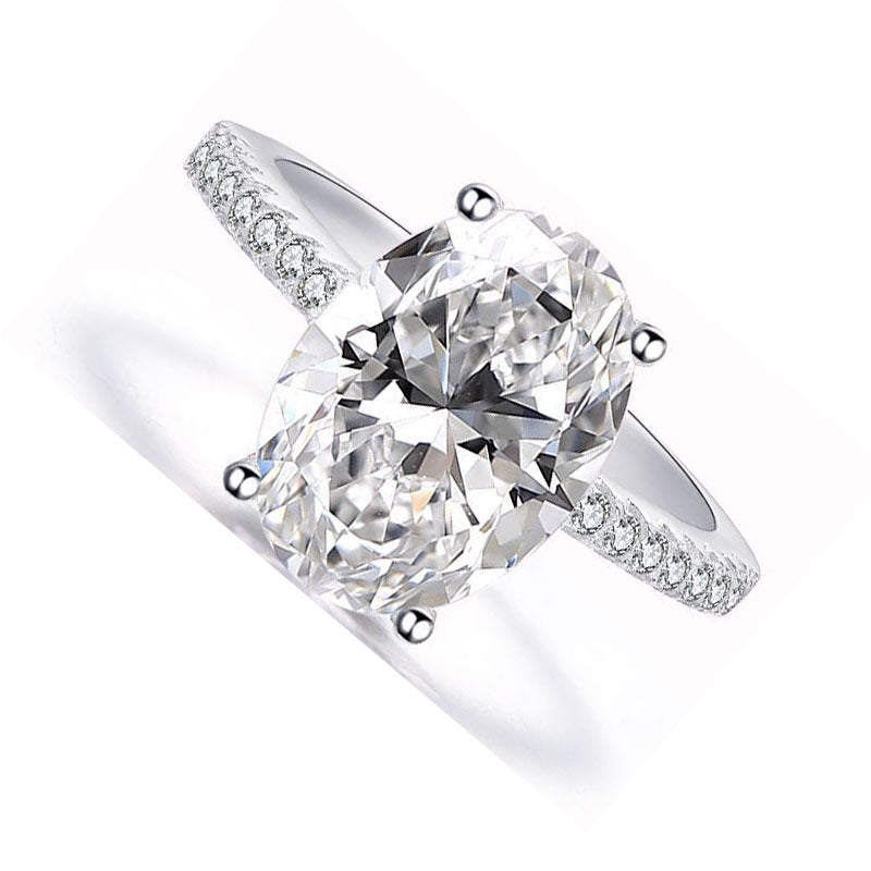 Big Oval White Gold Plated Zircon Rings