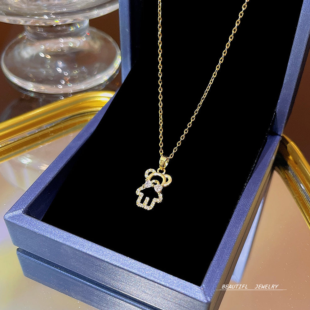 Women's Bow Zircon Clavicle Chain Titanium Steel Necklaces