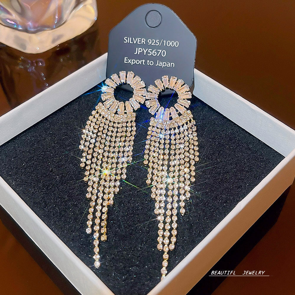 Women's Zircon Tassel High-grade Light Luxury Delicate Earrings