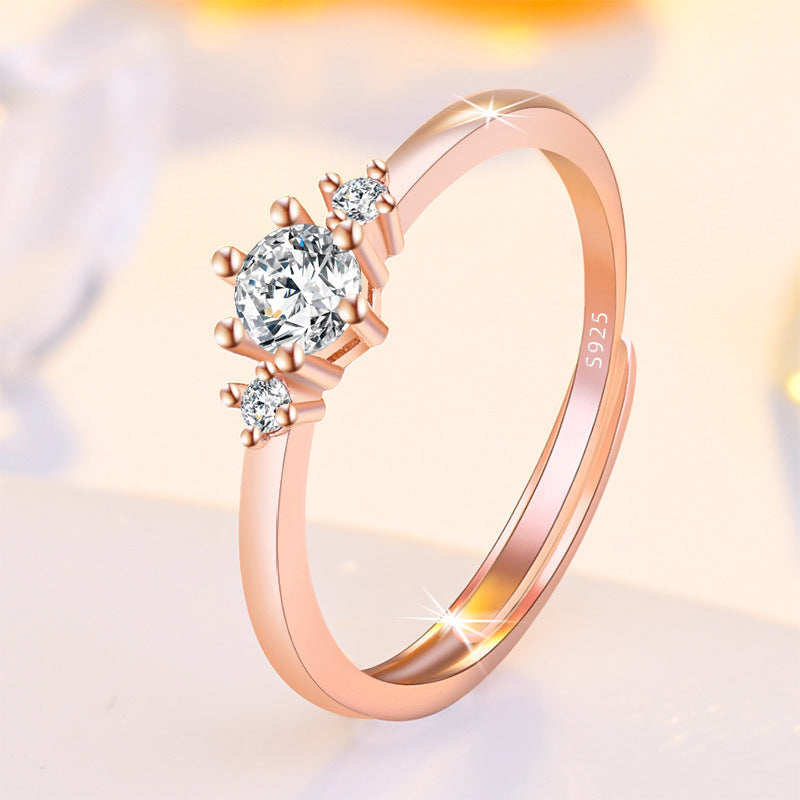 Simple Creative Female Design Diamond Index Rings