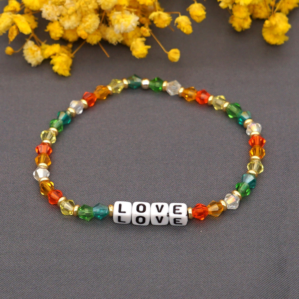 Women's Bohemian Style Crystal Letter Simple Personality Bracelets