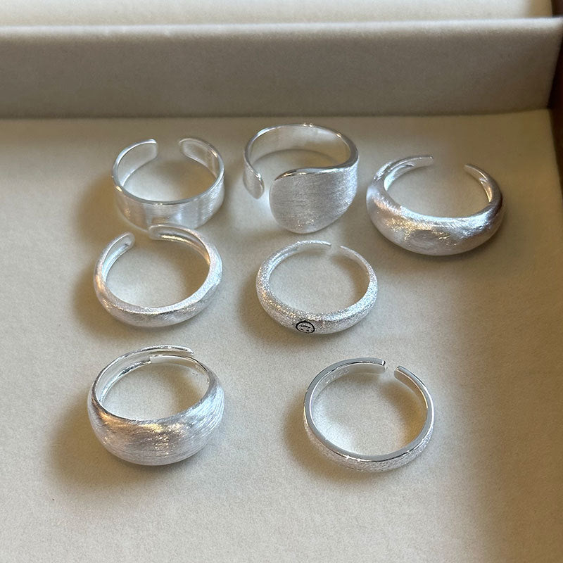Sterling Sier Brushed Combination Stacked Mixed Rings