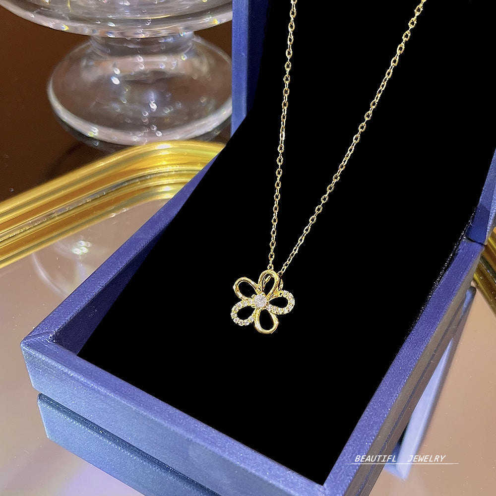 Women's Bow Zircon Clavicle Chain Titanium Steel Necklaces