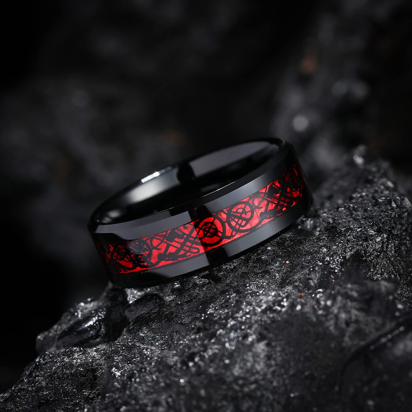 Men's Titanium Steel Diamond Stainless Dragon Pattern Piece Rings