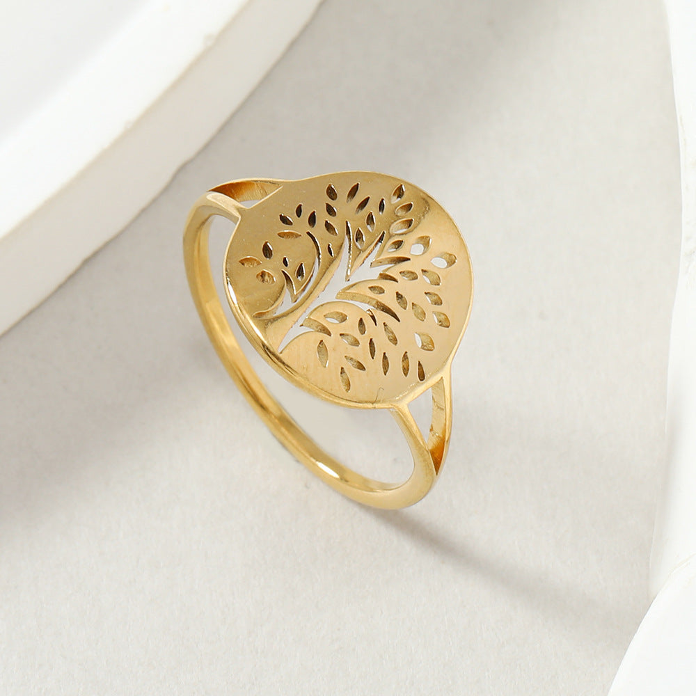 Trend Round Hollow Tree Of Life Rings
