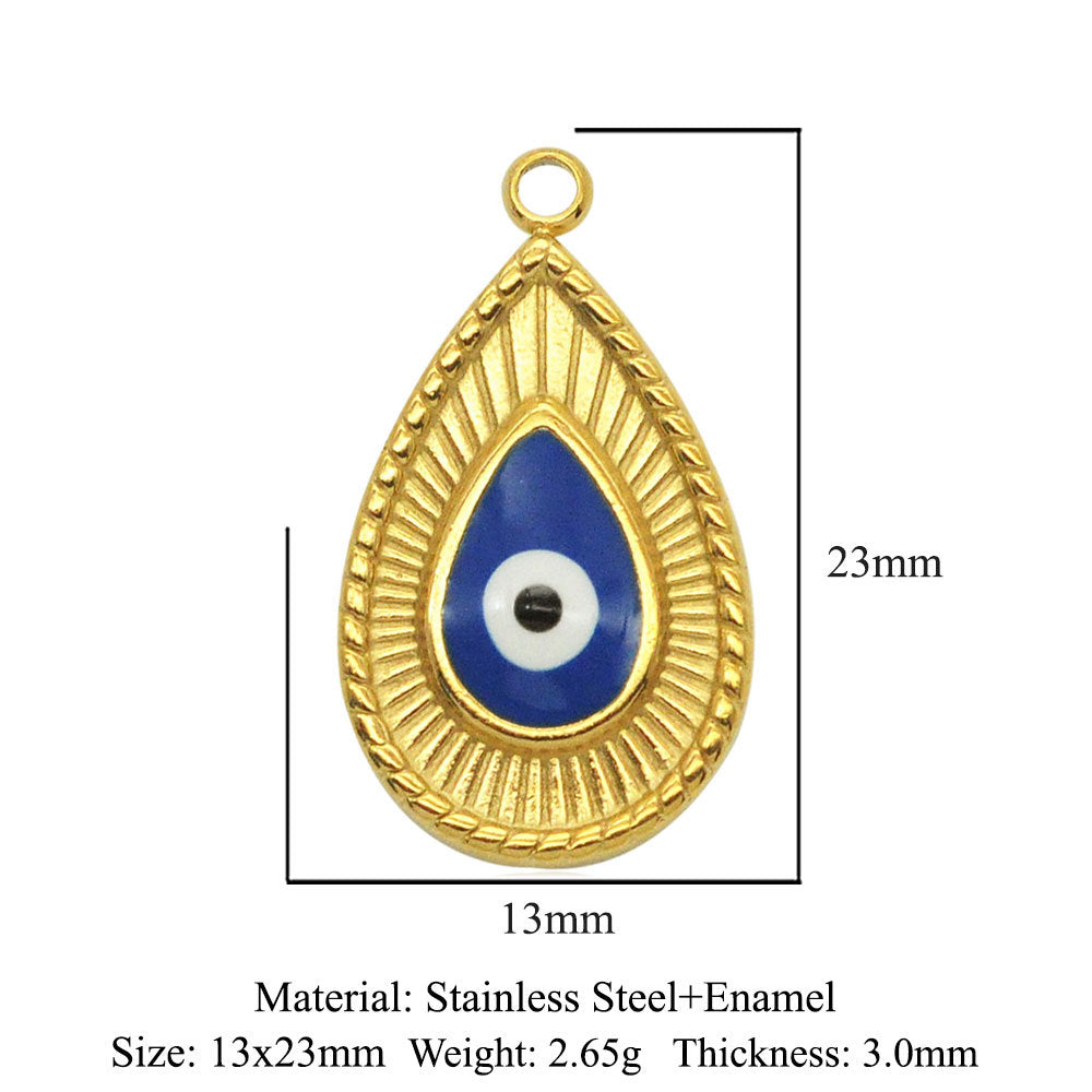 Stainless Steel Peach Heart Oval Water Drop Eyes Pendants