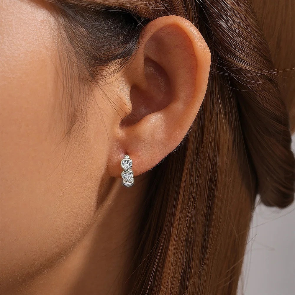 Diamond Ear Blue Zircon Female Temperament Earrings