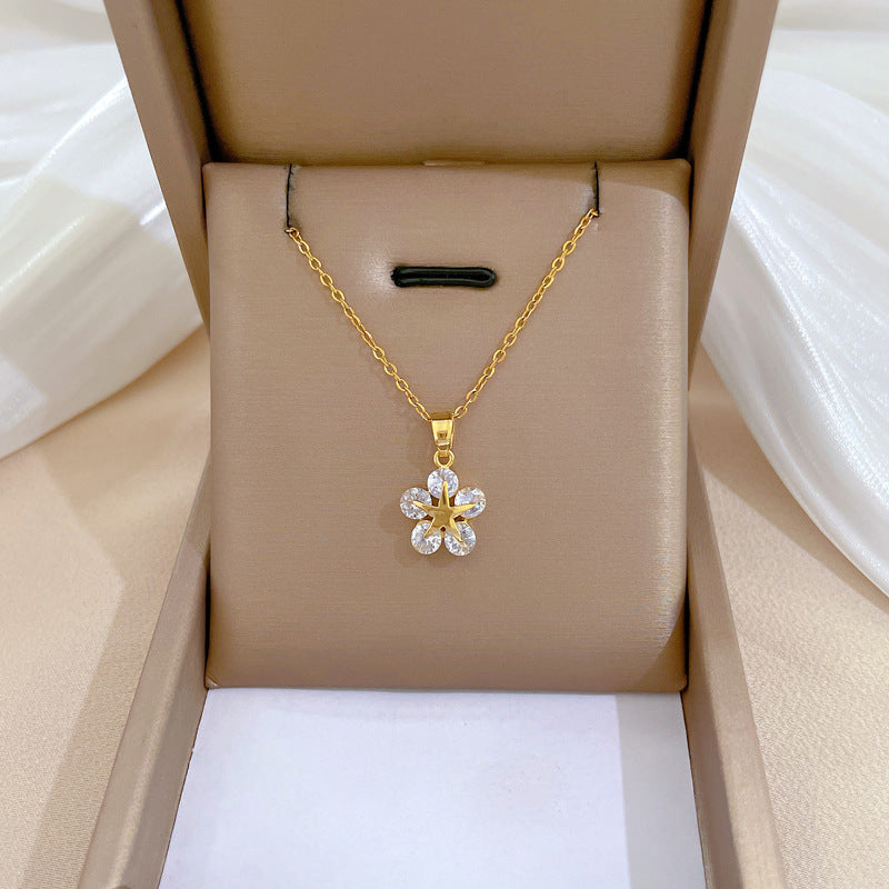 Steel Light Luxury Full Diamond Design Temperament Necklaces