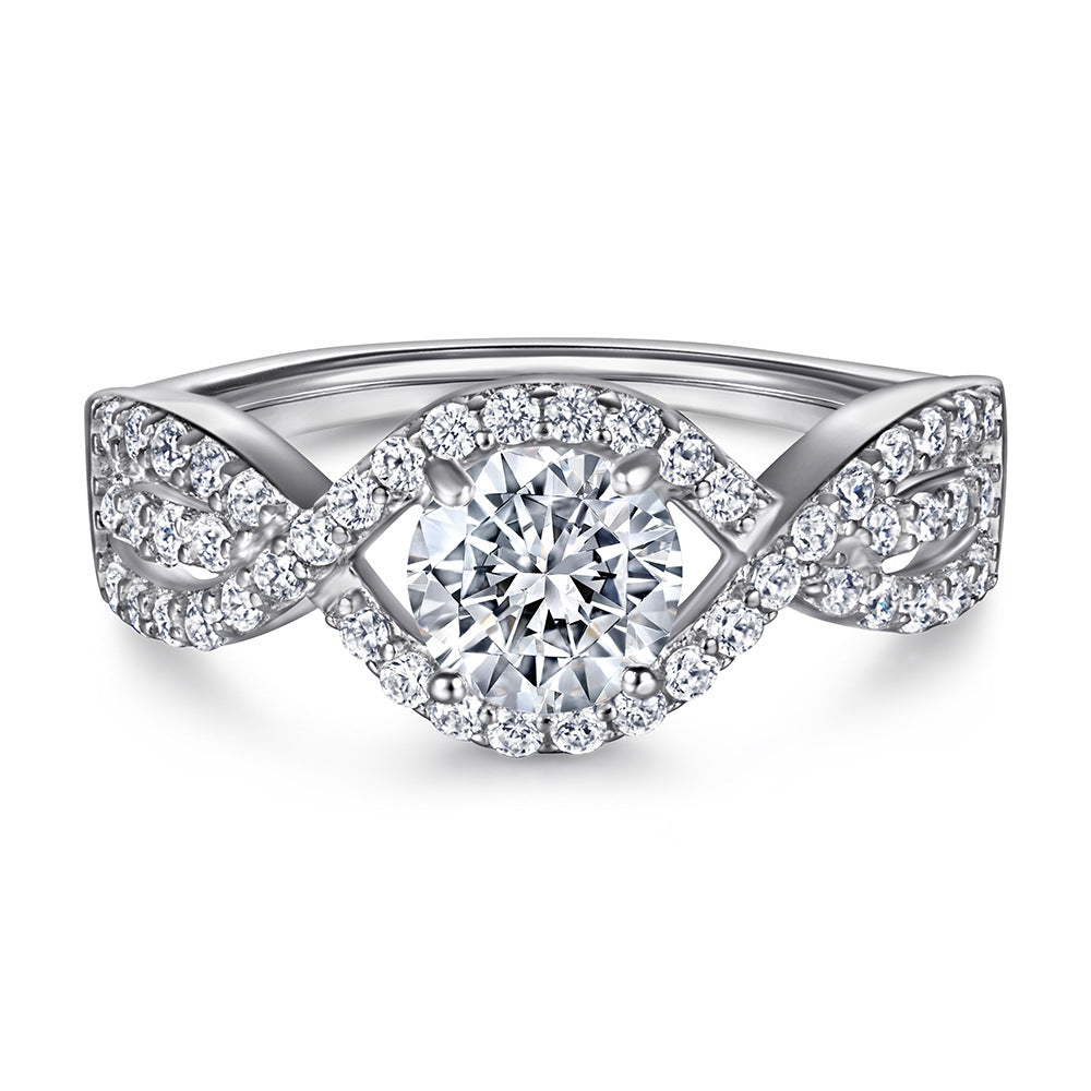 Women's Fashion Sier Sterling Zircon Single Row Rings