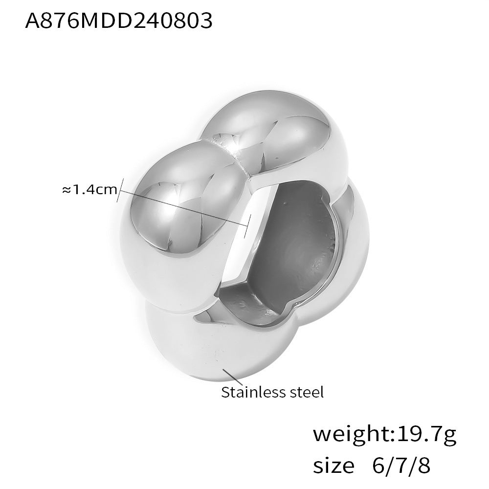Women's Fashion Flower Glossy Geometric Real Gold Stainless Steel Rings
