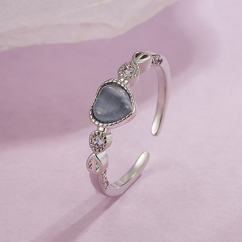 Women's Heart-shaped Open Design Daily Cold Style Rings
