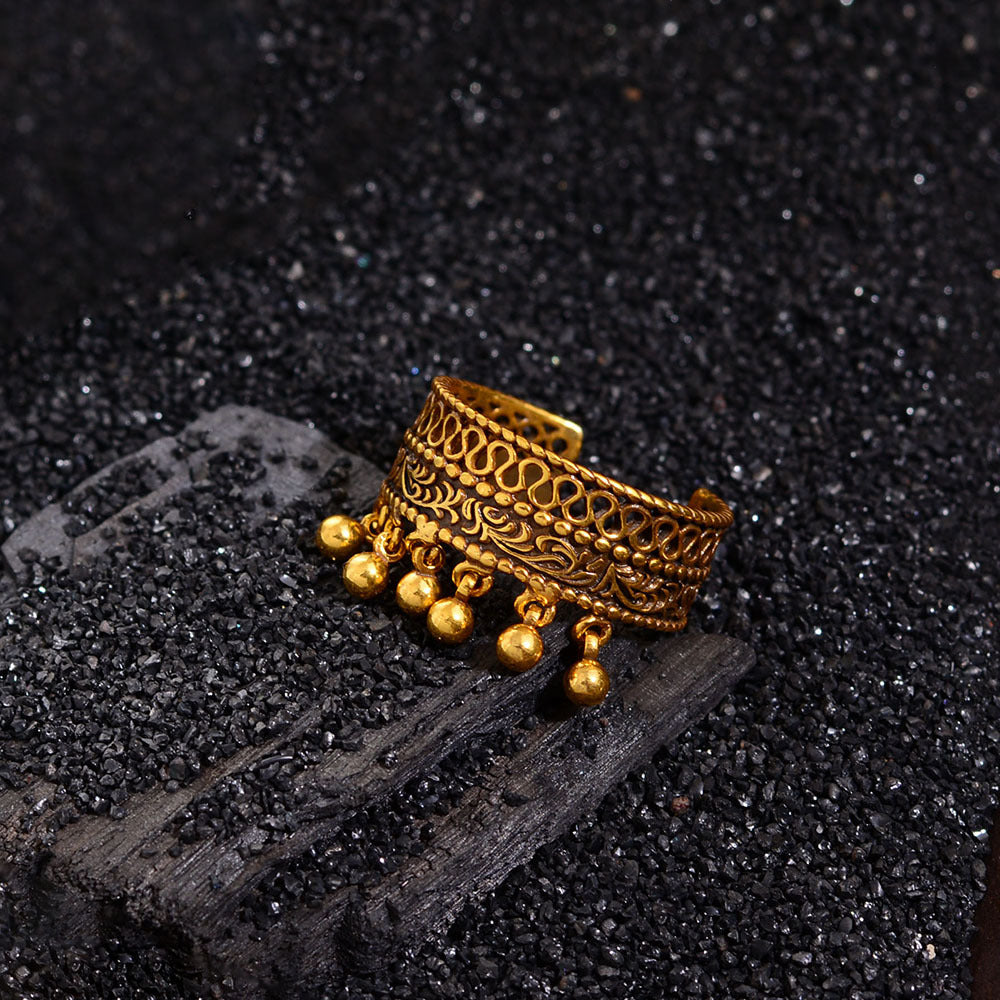 Round Beads Beanie Tassel Lace Hollow Opening Female Niche Rings