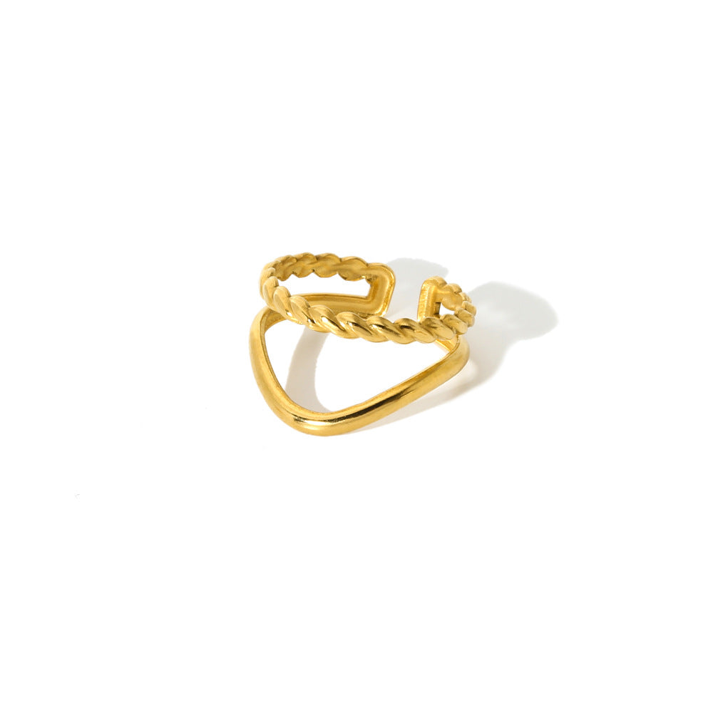Titanium Steel Gold-plated Geometric Advanced Stainless Rings