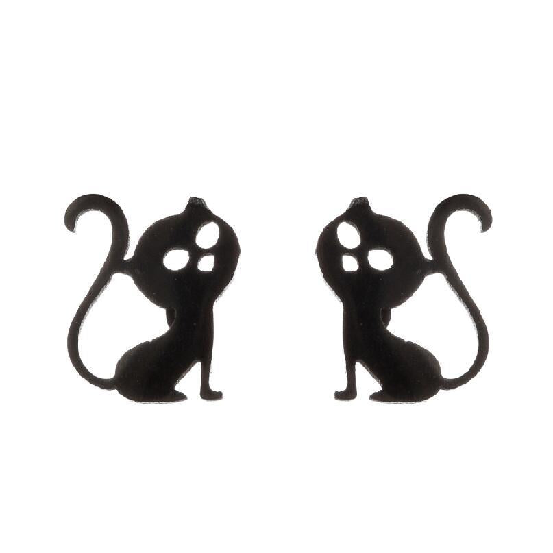 Steel Cute Small Animal Female Design Fashion Cat Earrings