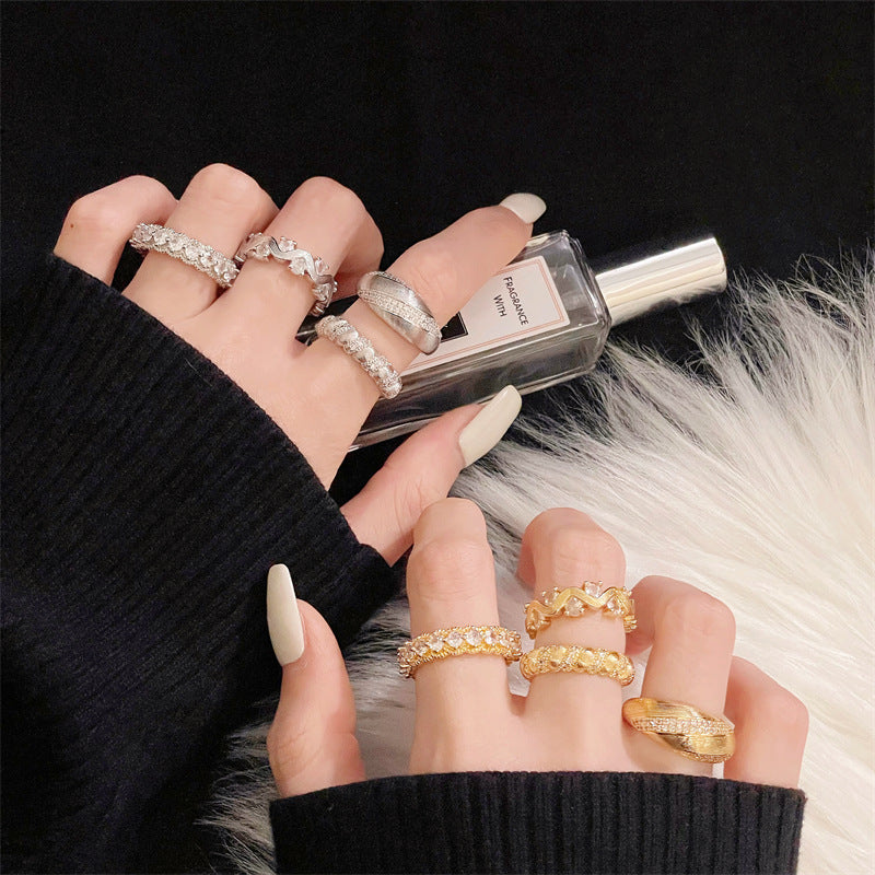 Rhinestone Zircon Light Luxury High-grade Personality Rings