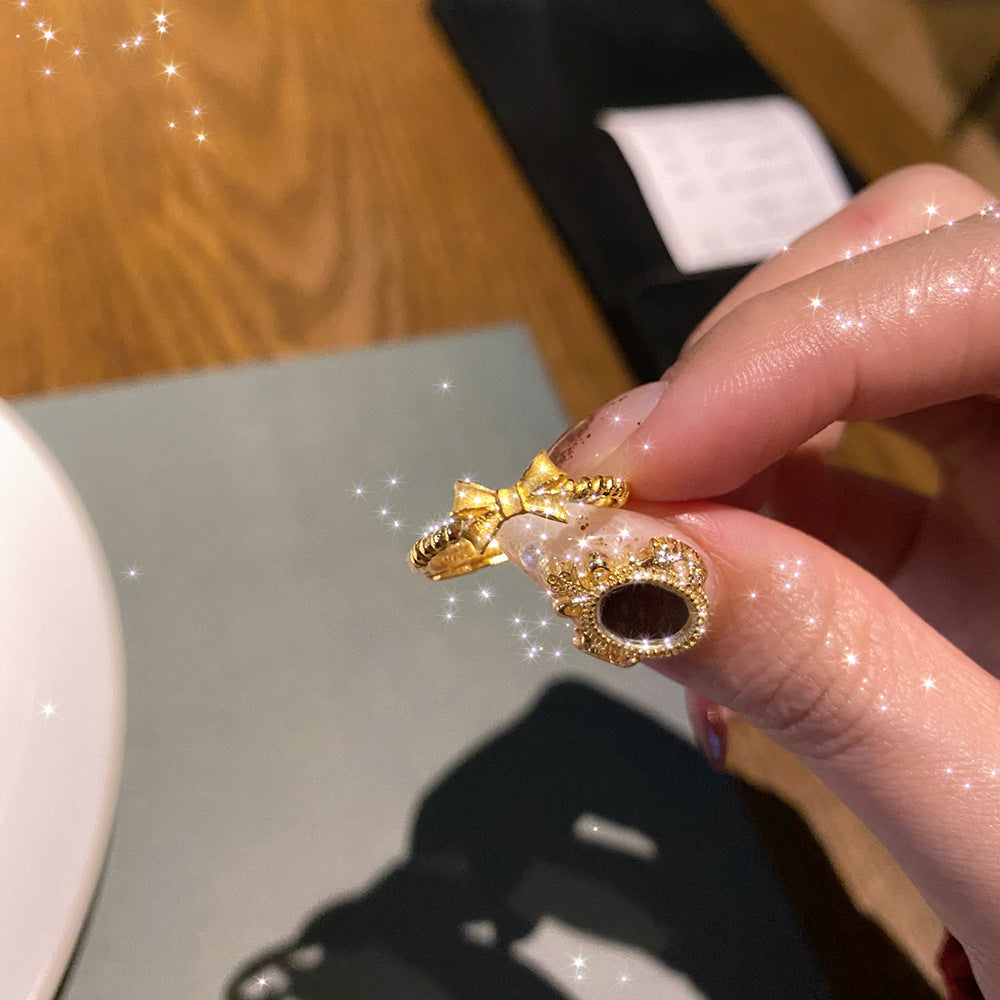 Bow Female Niche Design Trendy Princess Rings
