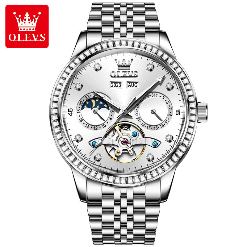 Men's Watch Multifunctional Moon Phase Casual Mechanical Watches