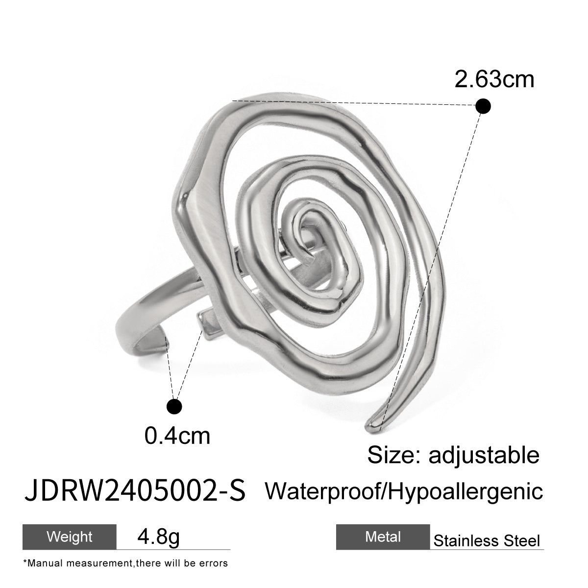 Stainless Steel Exaggerated Open Advanced Sense Rings