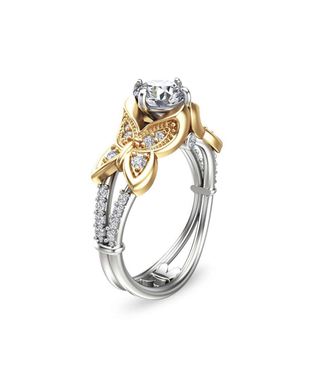 Women's Ornament Electroplated Two-color Zircon Simple Fashion Rings