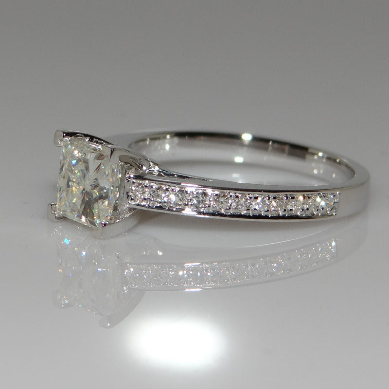 Women's Square Diamond Princess Artificial Wedding Simple Rings