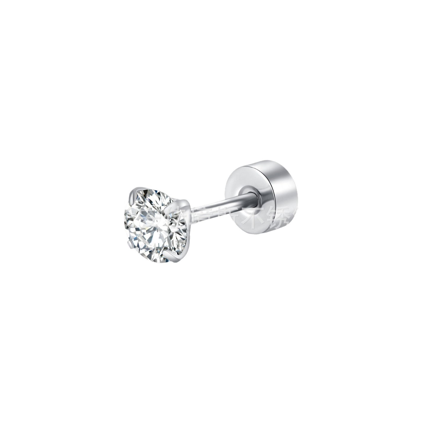 Stainless Steel Titanium Round Cake Color Zircon Earrings