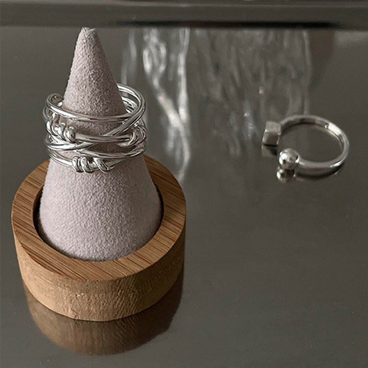 Niche Design Geometric Metal Winding Open Rings
