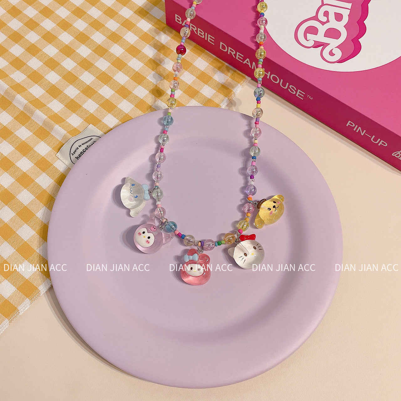 Korean Transparent Resin Color Beaded Little Princess Cute Cartoon Necklaces