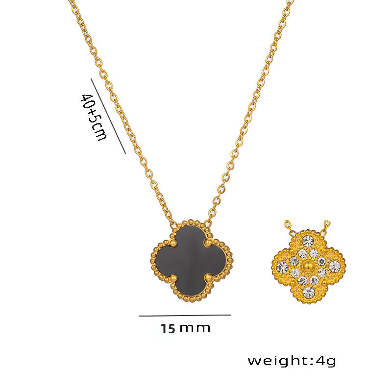 Women's Steel Clover Double-sided Gold Korean Classic Necklaces